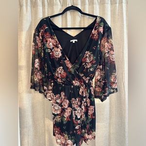 Charlotte Russe Floral Romper - Navy Blue / Floral , size S